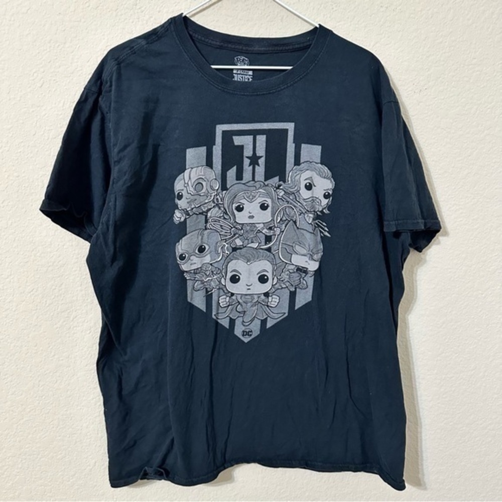 Pop Tees Justice League T-Shirt Black Short Sleeve Tee Funko Superheroes Graphic
